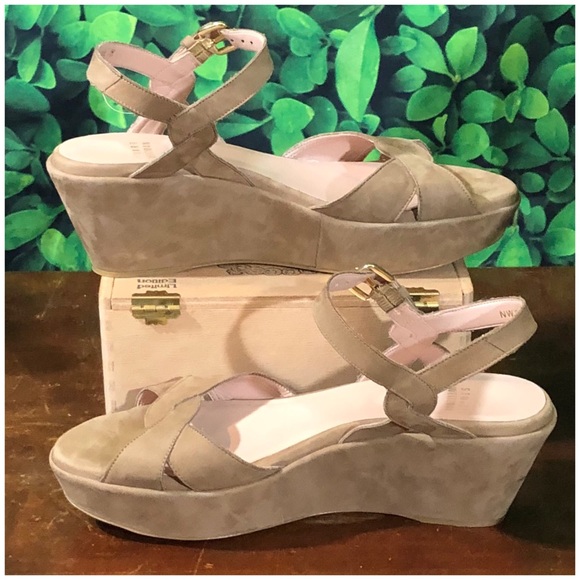 Stuart Weitzman Shoes - Stuart Weitzman beige suede platform sandals